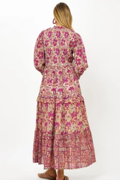 3/4 Smocked Top Maxi- Matera Pink