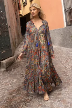 Balloon Sleeve Maxi- Persia Cobalt