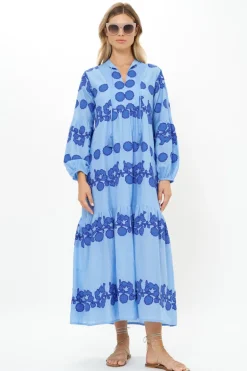 Balloon Sleeve Maxi- Tangier Blue
