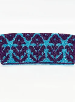 Beaded Clutch- Marigold Purple Aqua