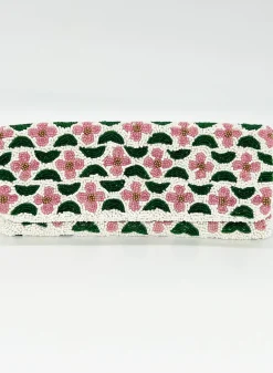 Beaded Clutch- Veranda Pink Green