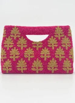 Beaded Handbag- Fern Hot Pink