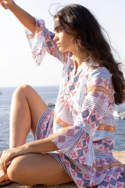 Bell Sleeve Tiered Mini- Casablanca Multi