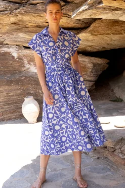 Belted Shirt Dress- Eclipse Blue