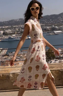 Belted Shirt Dress- Taormina Cream