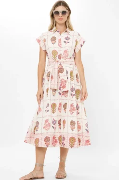 Belted Shirt Dress- Taormina Cream