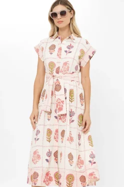 Belted Shirt Dress- Taormina Cream