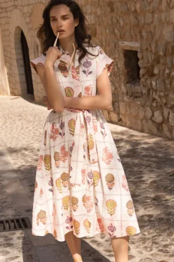 Belted Shirt Dress- Taormina Cream