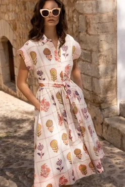 Belted Shirt Dress- Taormina Cream