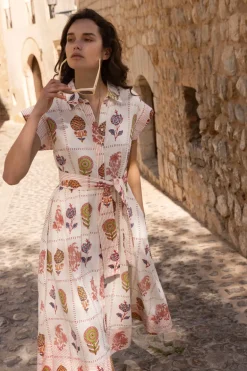 Belted Shirt Dress- Taormina Cream