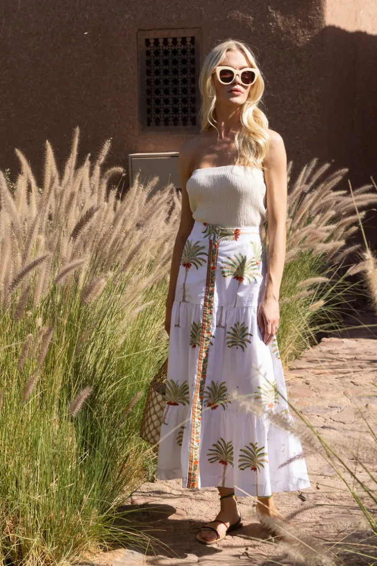 Button Front Skirt- Canary Green