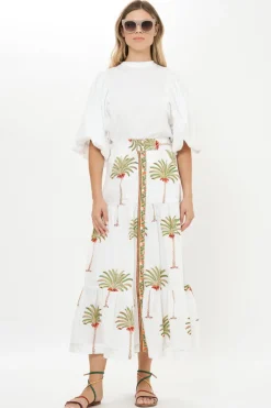 Button Front Skirt- Canary Green