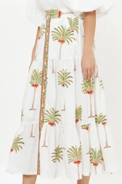 Button Front Skirt- Canary Green