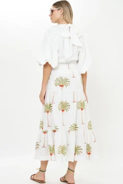 Button Front Skirt- Canary Green