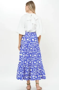Button Front Skirt- Eclipse Blue
