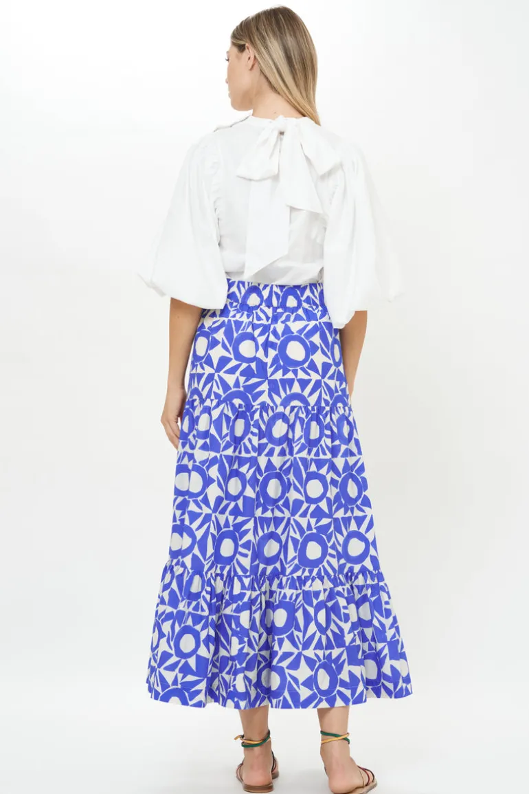 Button Front Skirt- Eclipse Blue
