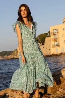 Cinched Flirty Midi- Cypress Jade