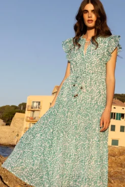 Cinched Flirty Midi- Cypress Jade