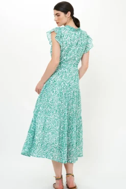 Cinched Flirty Midi- Cypress Jade