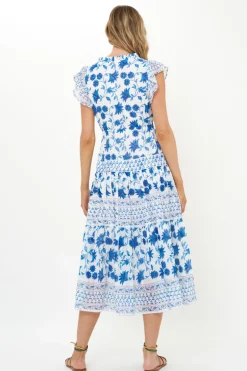 Cinched Flirty Midi- Marion Blue