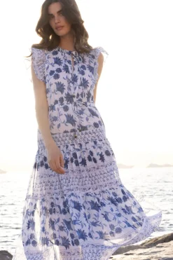 Cinched Flirty Midi- Marion Blue