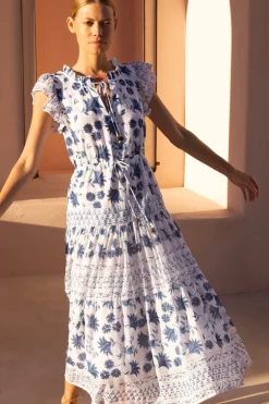 Cinched Flirty Midi- Marion Blue