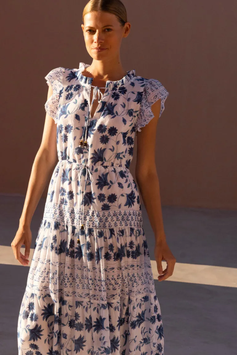 Cinched Flirty Midi- Marion Blue