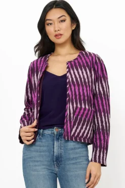 Crew Neck Jacket- Ikat Purple