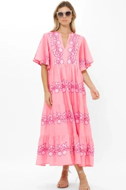 Flirty V-Neck Maxi- Tangier Pink