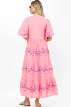 Flirty V-Neck Maxi- Tangier Pink