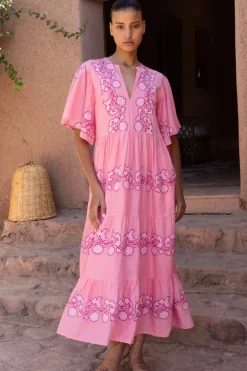Flirty V-Neck Maxi- Tangier Pink