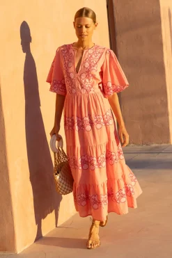 Flirty V-Neck Maxi- Tangier Pink