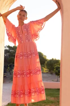 Flirty V-Neck Maxi- Tangier Pink