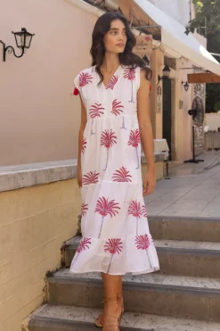 Kaftan Midi- Canary Coral