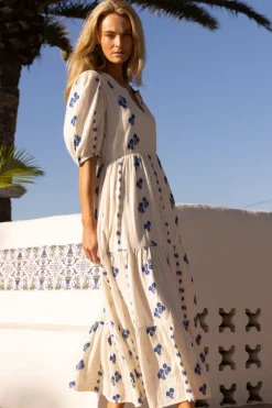Puff Sleeve Maxi- Wicklow Blue