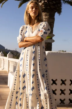 Puff Sleeve Maxi- Wicklow Blue