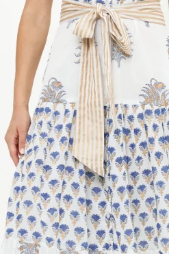 Ruffle Collar Button Maxi- Lotus Navy