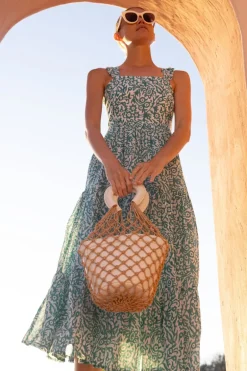 Ruffle Cross Back Midi- Cypress Jade