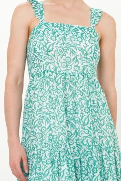 Ruffle Cross Back Midi- Cypress Jade