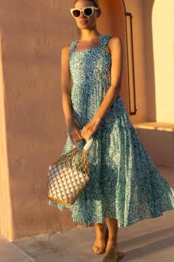 Ruffle Cross Back Midi- Cypress Jade