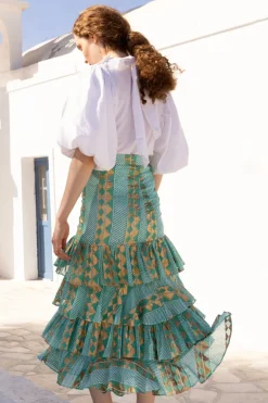 Ruffle Maxi Skirt- Ascot Teal