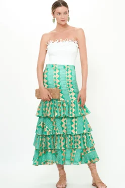 Ruffle Maxi Skirt- Ascot Teal