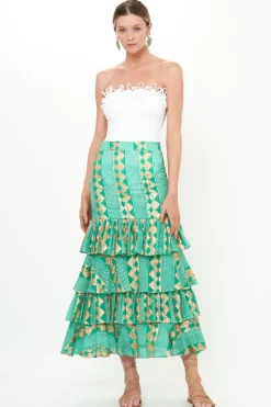 Ruffle Maxi Skirt- Ascot Teal