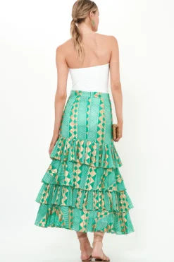 Ruffle Maxi Skirt- Ascot Teal