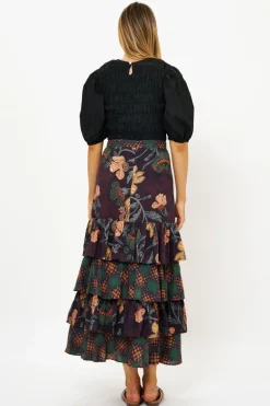Ruffle Maxi Skirt- Turin Wine