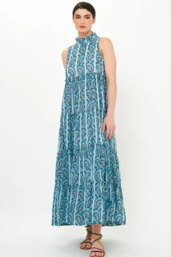Ruffle Tiered Maxi- Goa Blue