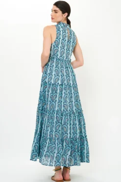Ruffle Tiered Maxi- Goa Blue
