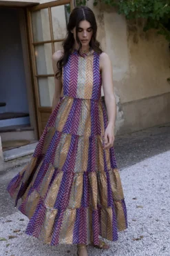 Ruffle Tiered Maxi- Torino Blue