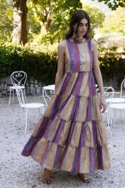 Ruffle Tiered Maxi- Torino Blue