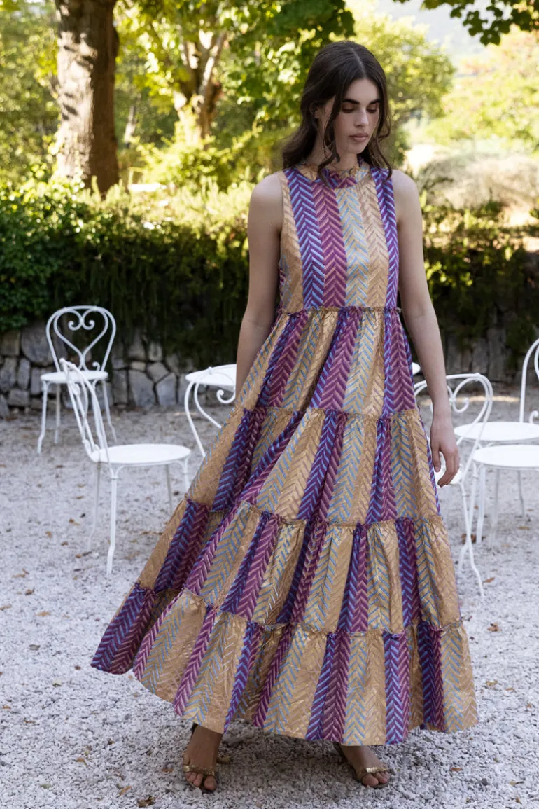 Ruffle Tiered Maxi- Torino Blue